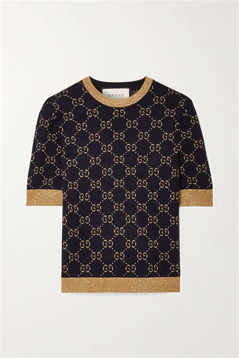 gucci metallic jacquard knit sweater|gucci sweater for women.